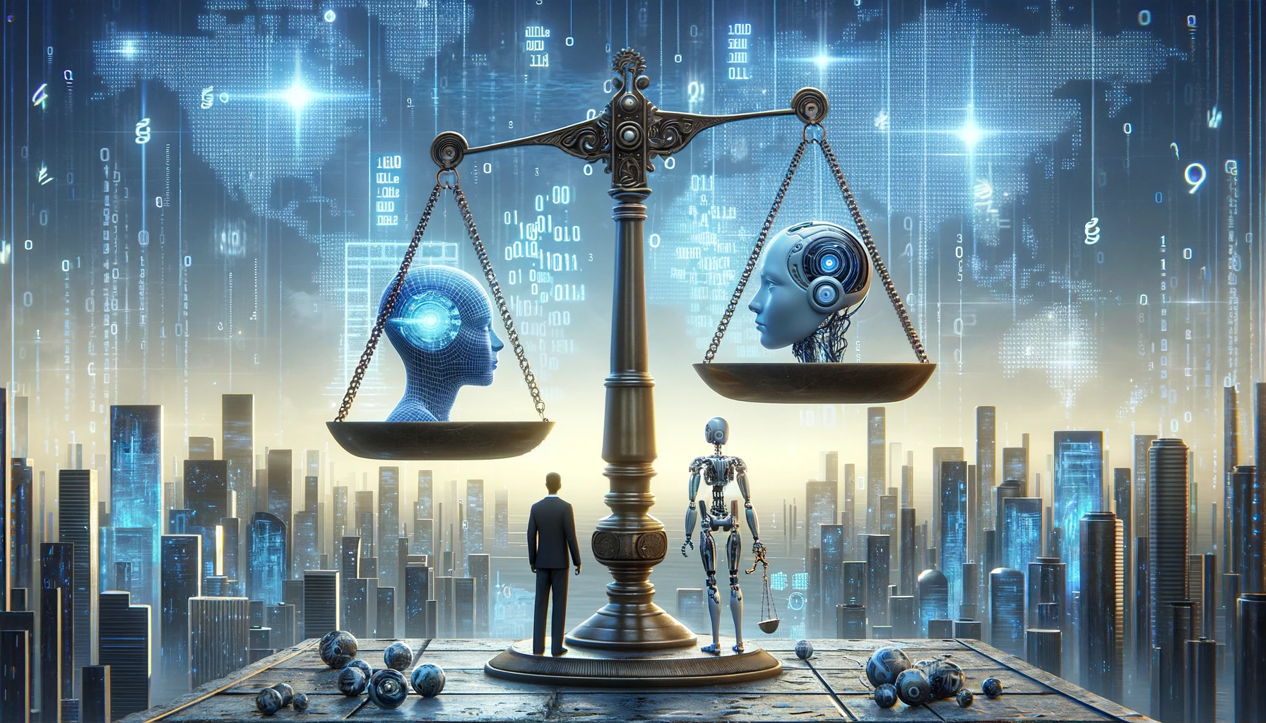 Image that captures the essence of the ethical implications of artificial intelligence, inspired by 'Life 3.0 Being Human